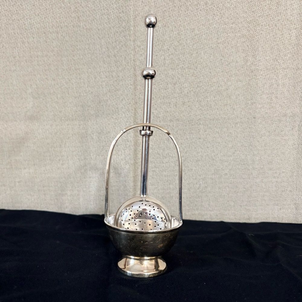 Vintage Tea Strainer with Stand & Drip Bowl – Made in India